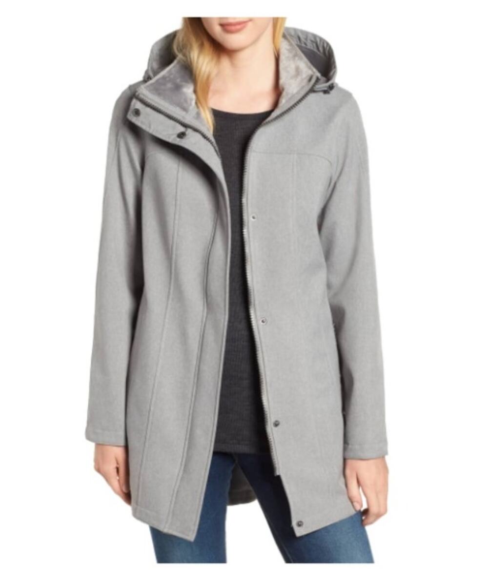Kristen Blake Hooded Soft Shell Jacket in Grey Size XXS